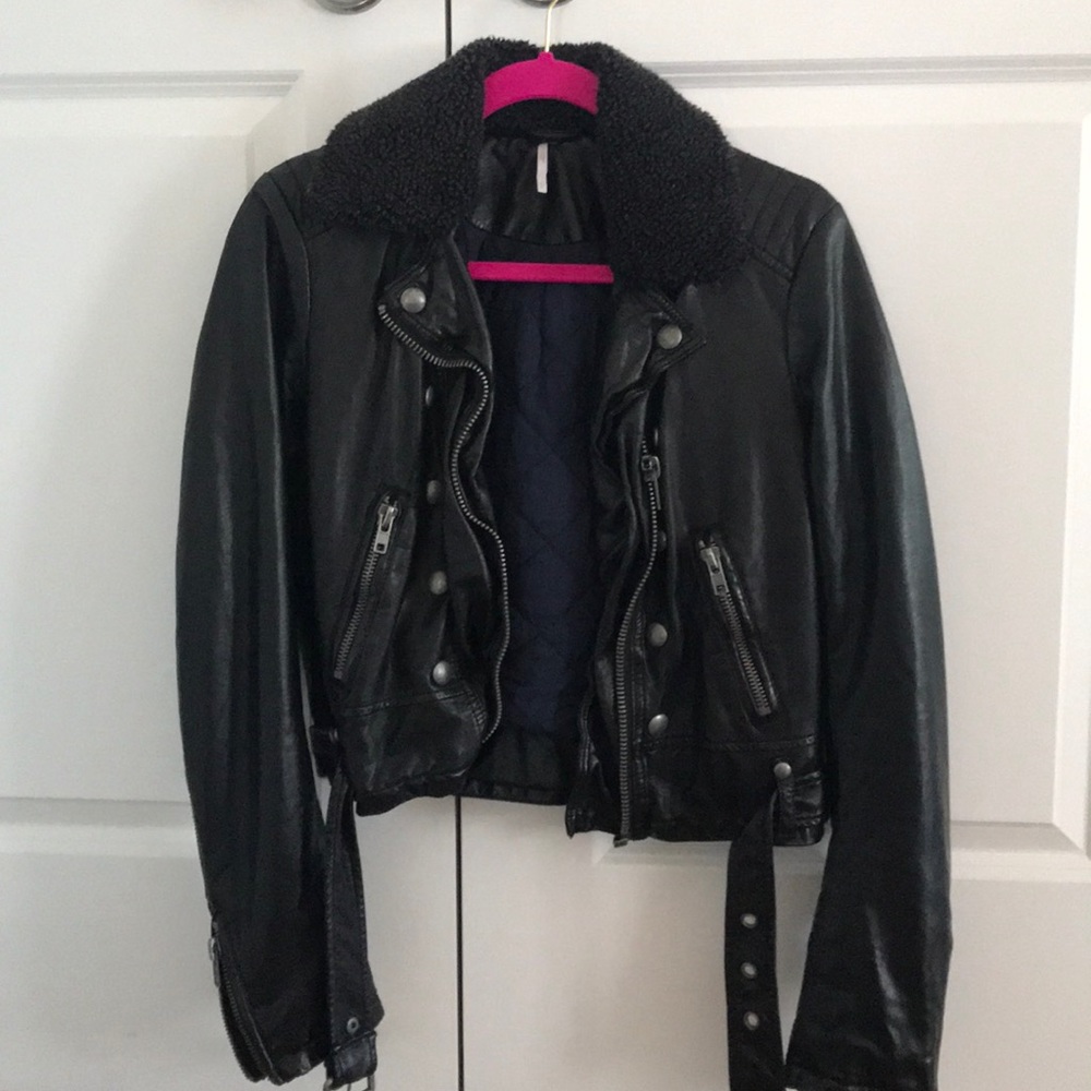 Free People pleather motorcycle jacket